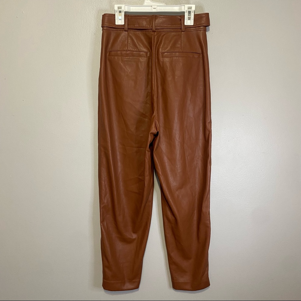 Babaton Women's Brown Belted Faux Leather Dress Pants Size 2 - Picture 8 of 10